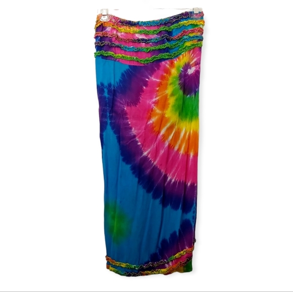 Tie Dyed Strapless Dress Coverup Vacation Vibes Juniors Large - Picture 1 of 9